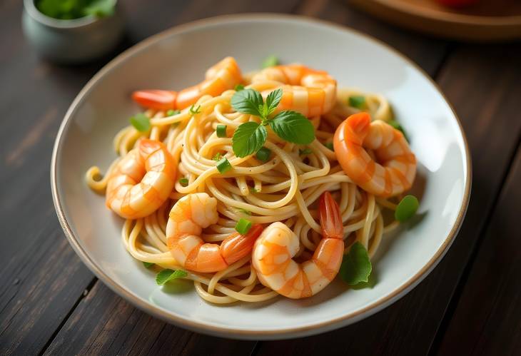 Rice Noodles with Shrimp and Colorful Vegetables